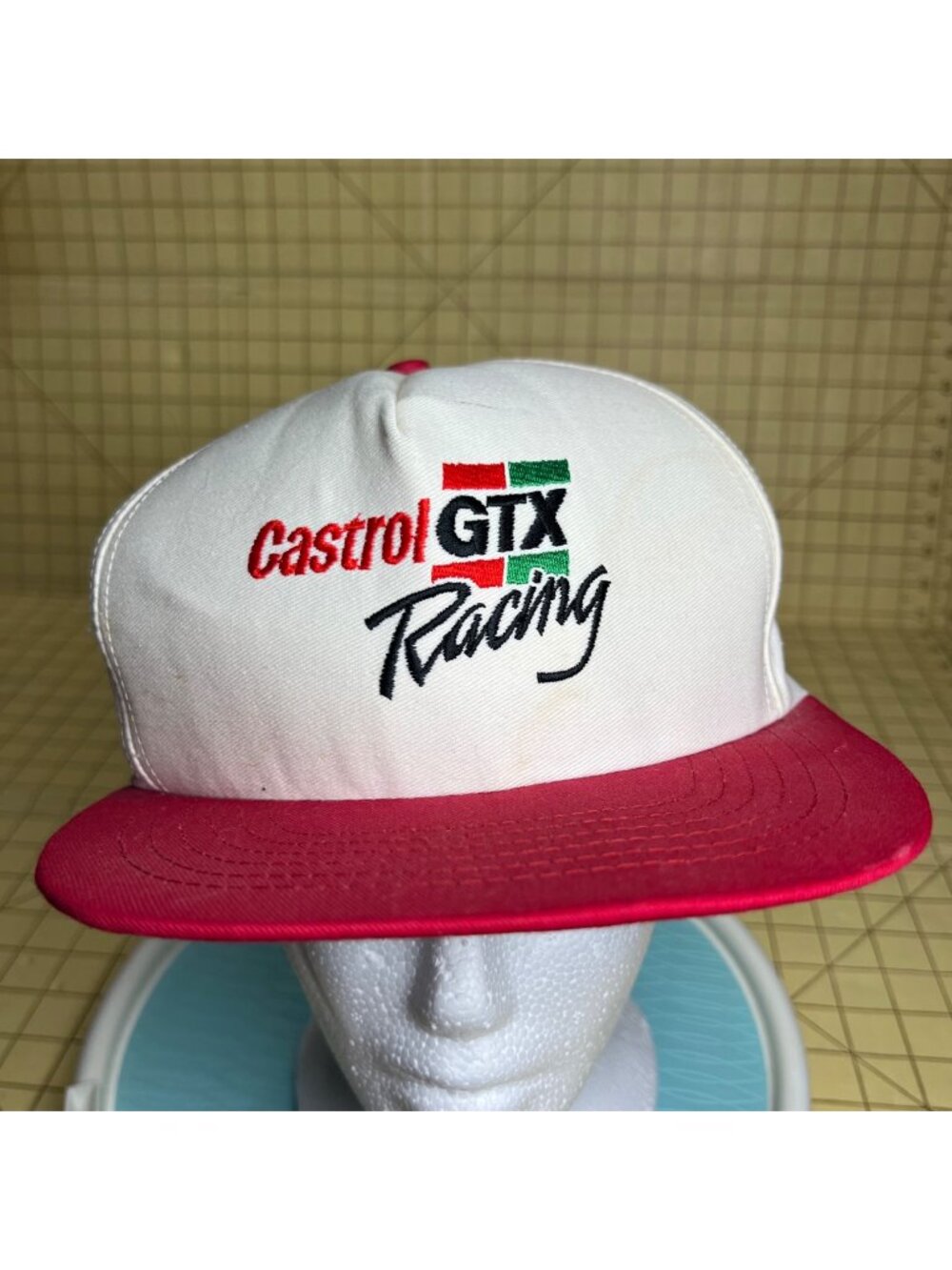 Vintage Castrol GTX Racing Snapback Hat Red/White Mesh Trucker Cap USA-Made Adju